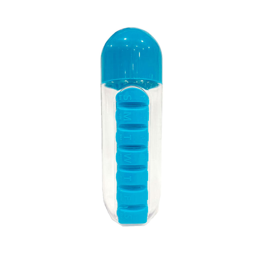 Botella con pastillero integrado AMARILLO